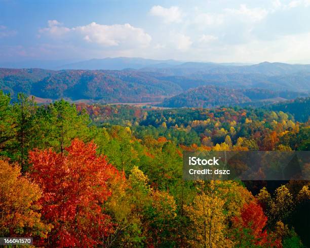 Montanhas Outono Efeito Smoky - Fotografias de stock e mais imagens de Tennessee - Tennessee, Knoxville, Parque nacional das montanhas de Smoky