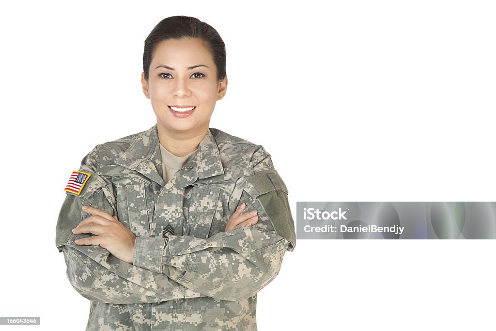 Kobieta amerykański Żołnierz w kamuflażu armii Strój - Zbiór zdjęć royalty-free (Portret)