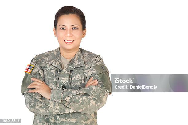 Foto de Feminino Soldado Do Exército Americano Em Uniforme De Camuflagem e mais fotos de stock de Retrato