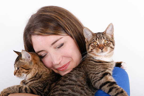 istock Pretty woman with cats 166048358