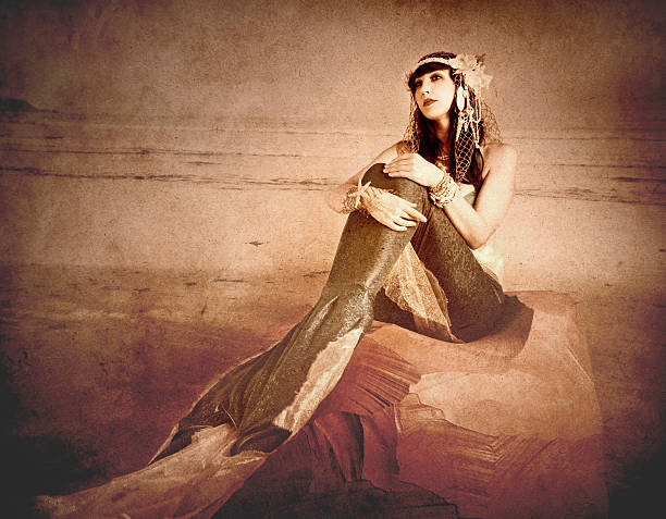 Vintage Mermaid Vintage Mermaid. Stylized with grunge effect, please zoom in for details. mermaid retro revival beach old fashioned stock pictures, royalty-free photos & images