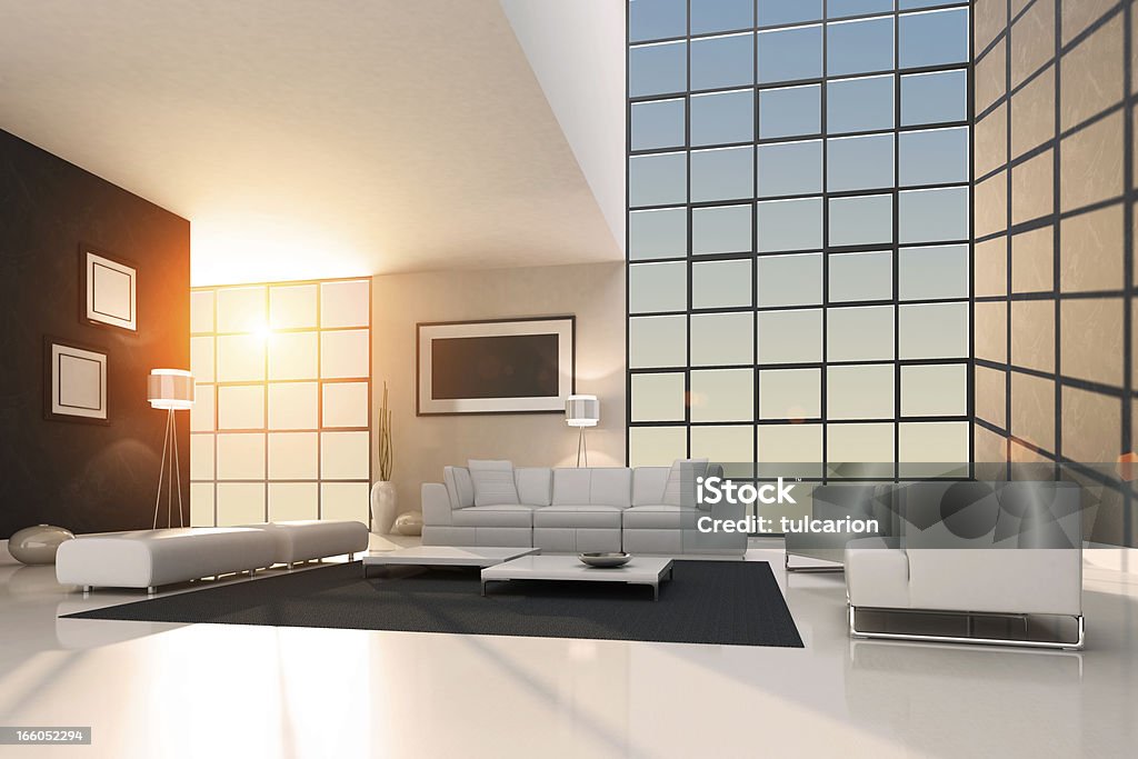 Summer Luxury Interior Summer luxury interior with sun flare. Architecture Stock Photo
