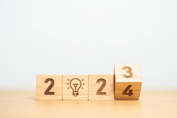 istock 2024 block with lightbulb. Business Idea, Creative, Thinking, brainstorm, Goal, Resolution, strategy, plan, Action, change and New Year start concepts 1660525381