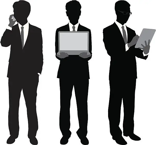 Vector illustration of Businessmen Using Portable Gadgets