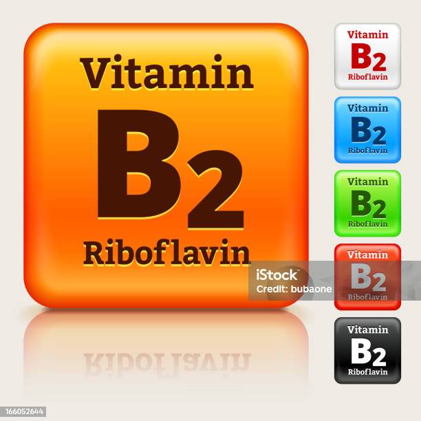 Vitamine B2 Multicolore Bouton Set Vecteurs libres de droits et plus d'images vectorielles de Blanc - Blanc, Bleu, Brillant
