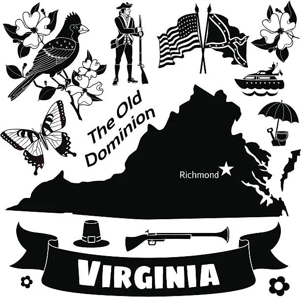 Vector illustration of Virginia map and icons