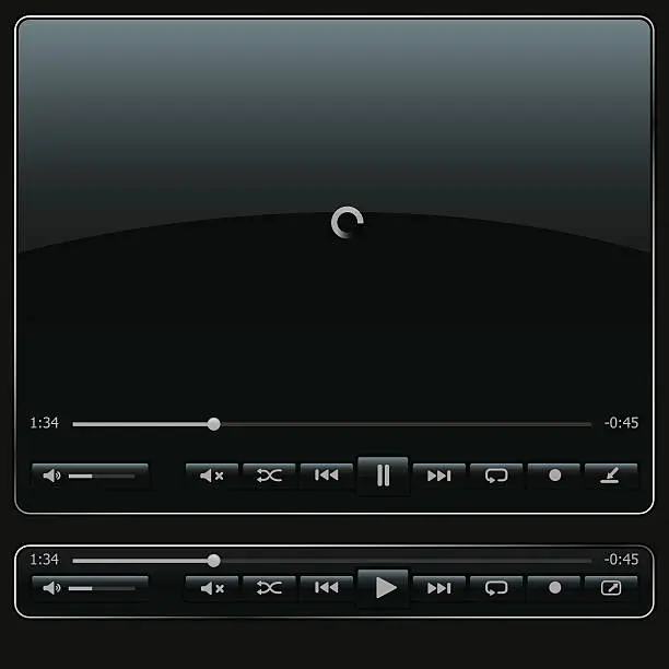 Vector illustration of Black media player elements