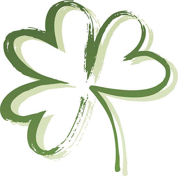 A painted outline of shamrock with three leaves Vector icon of clover irish shamrock clip art stock illustrations