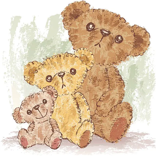 Vector illustration of Family of Teddy bear