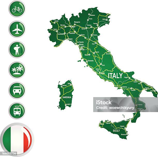 Карта Итальянских Дорог — стоковая векторная графика и другие изображения на тему Италия - Италия, Карта, Векторная графика
