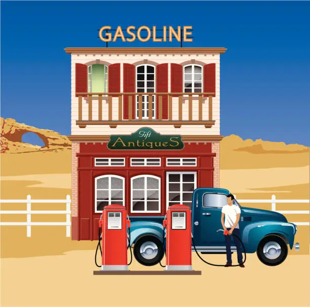 Vector illustration of gas station