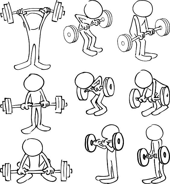 ilustrações, clipart, desenhos animados e ícones de burocratas sem rosto bodybuilding caracteres - muscular build action human muscle black and white