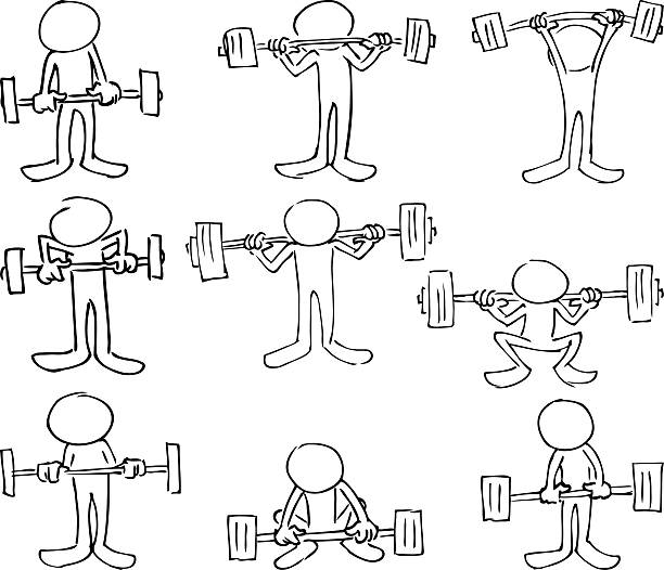 ilustrações, clipart, desenhos animados e ícones de burocratas sem rosto bodybuilding caracteres - muscular build action human muscle black and white