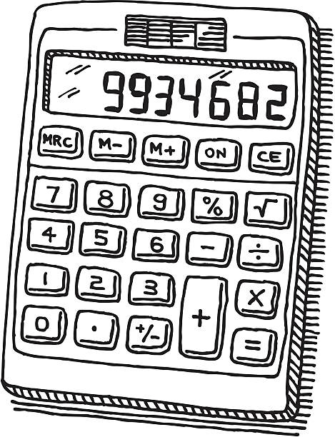 illustrations, cliparts, dessins animés et icônes de solar calculateur dessin - calculator isolated white background mathematical symbol