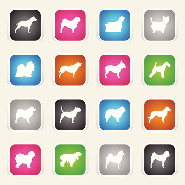 mehrfarbig icons-hund - dog malamute sled dog bulldog stock-grafiken, -clipart, -cartoons und -symbole