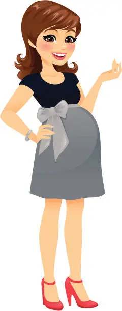 Vector illustration of Pregnant Woman in Cute Dress