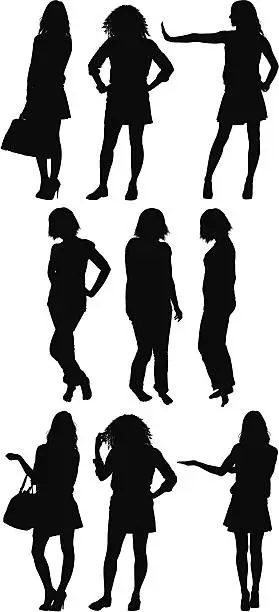 Vector illustration of Silhouette of women standing