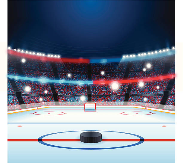 Hockey Rink Very detailed hockey rink with copy space. EPS 10 file. Transparency used on highlight elements. hockey stock illustrations