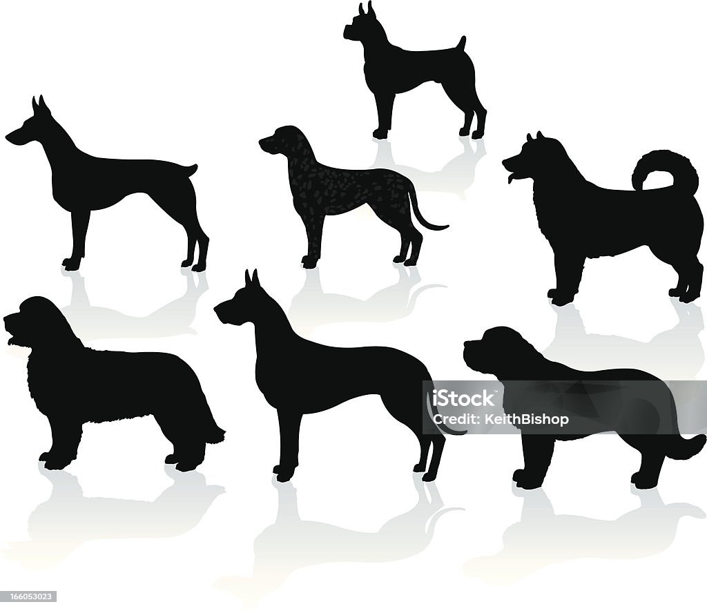 Travail chiens-Dalmatien terriers, les dobermans Saint Bernard, de boxe, de Chien d'Arrêt Danois Ancestral - clipart vectoriel de Dobermann libre de droits