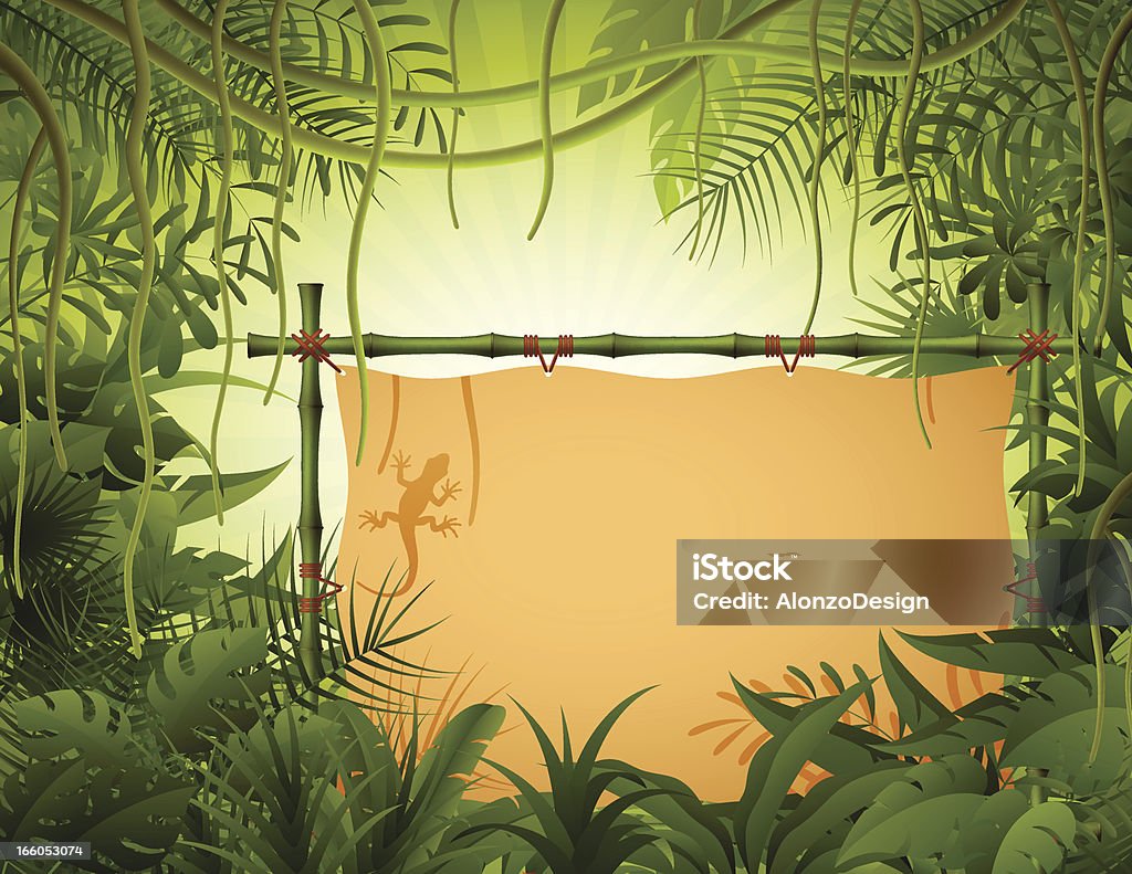 Bambou bannière dans la Jungle - clipart vectoriel de Bambou libre de droits