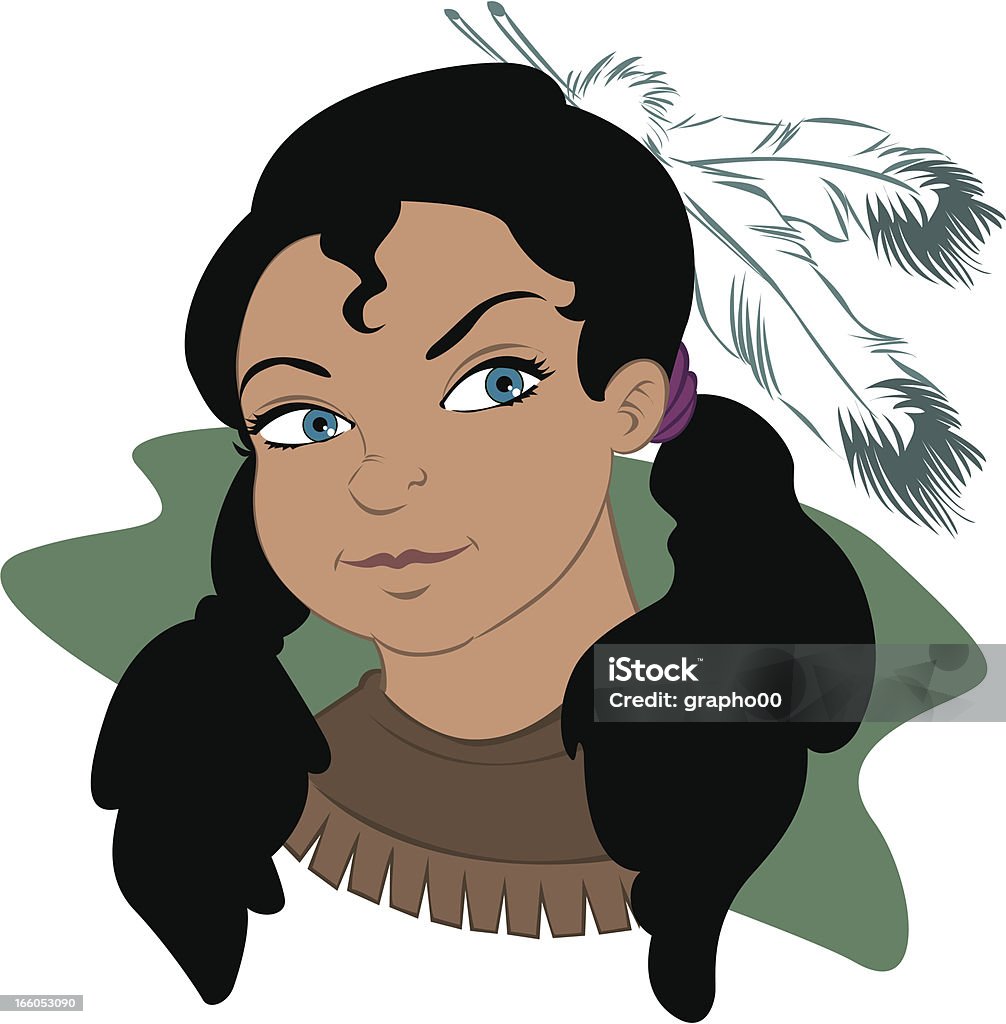 Native American Girl - Lizenzfrei Braunes Haar Vektorgrafik