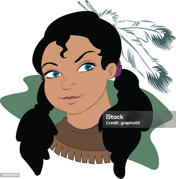 Native American Girl Stock Vektor Art und mehr Bilder von Braunes Haar - Braunes Haar, Comic - Kunstwerk, Feder