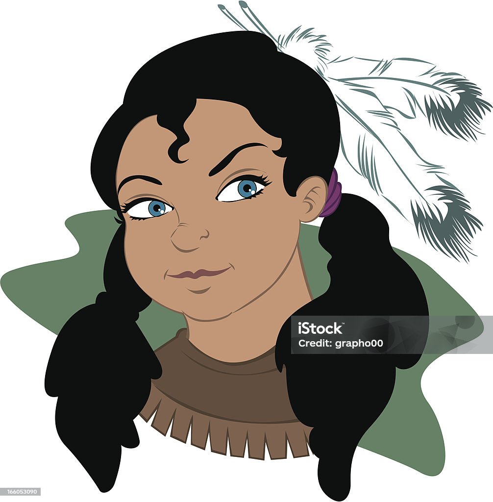 Nativos American Girl - arte vectorial de Cabello castaño libre de derechos