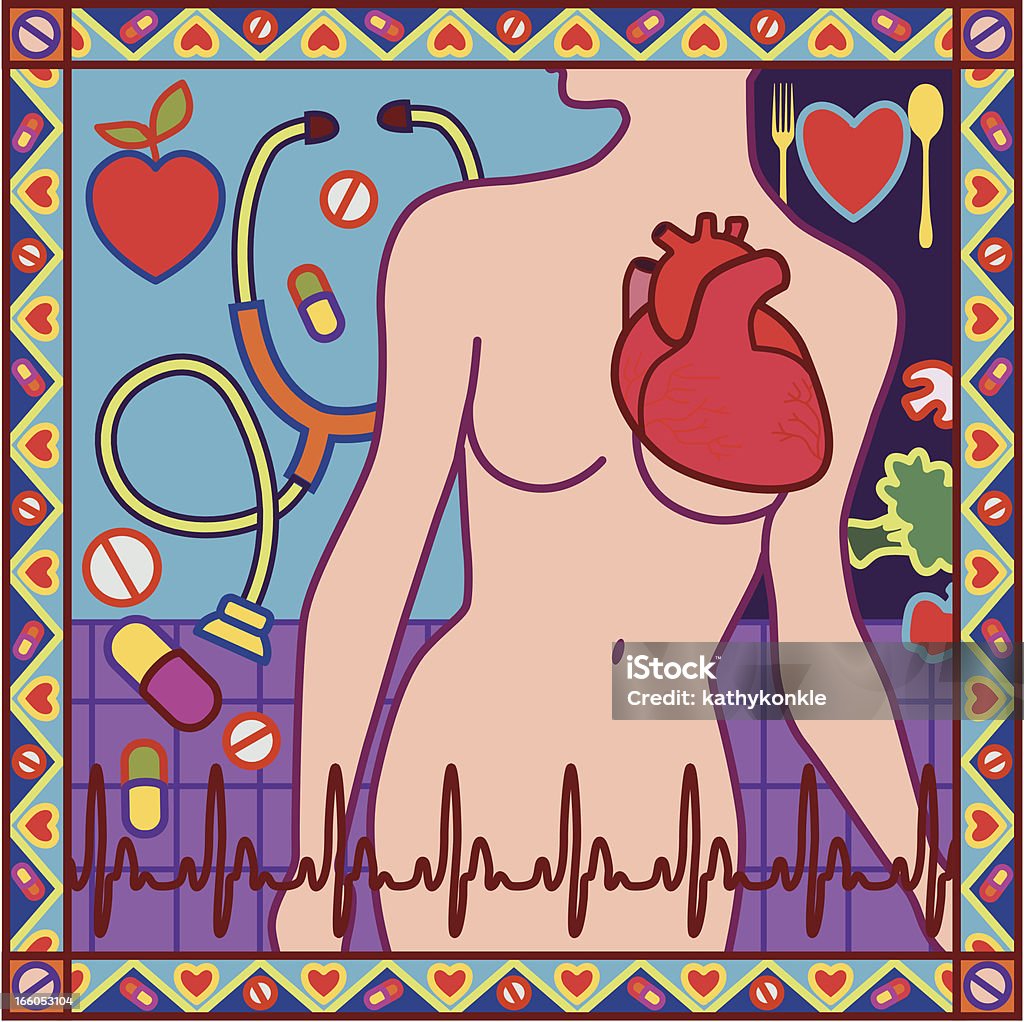 여성용 심장 건강 - 로열티 프리 인체 벡터 아트