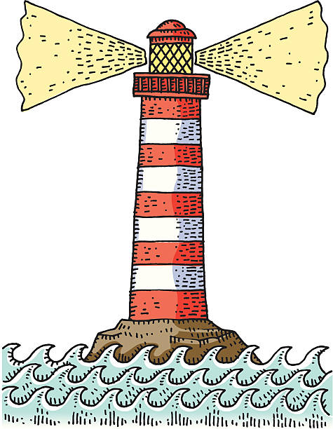 illustrations, cliparts, dessins animés et icônes de phare réalisées à la main - sea storm lighthouse rough