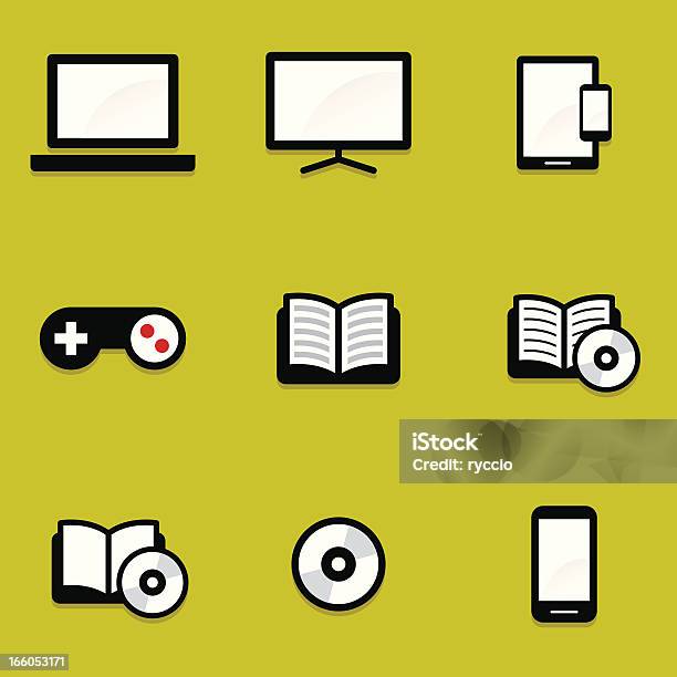 Значкиmedia — стоковая векторная графика и другие изображения на тему Blu-Ray-диск - Blu-Ray-диск, Brand Name Video Game, CD-ROM