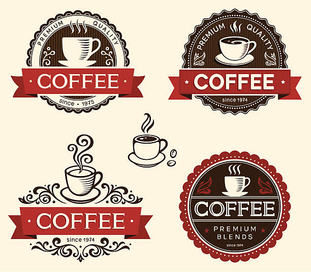 etykiety kawy - design element circle computer graphic coffee stock illustrations