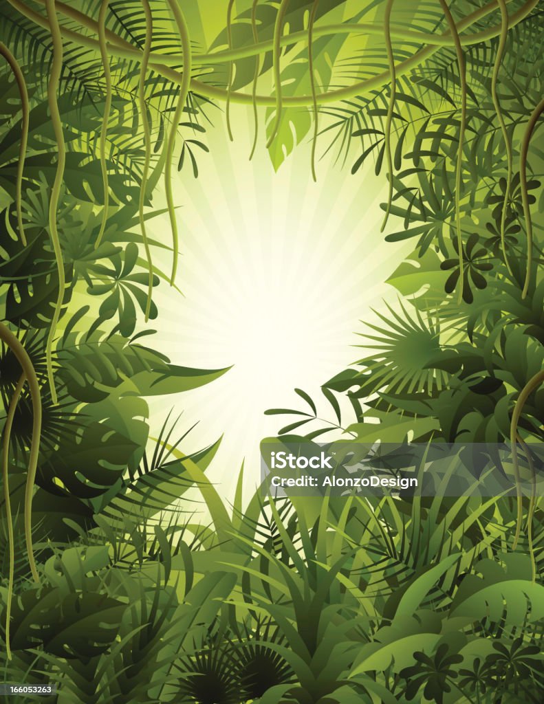 Tropical Rainforest Tropical forest background. High Resolution JPG,CS5 AI and Illustrator EPS 8 included. Each element is named,grouped and layered separately. Rainforest stock vector