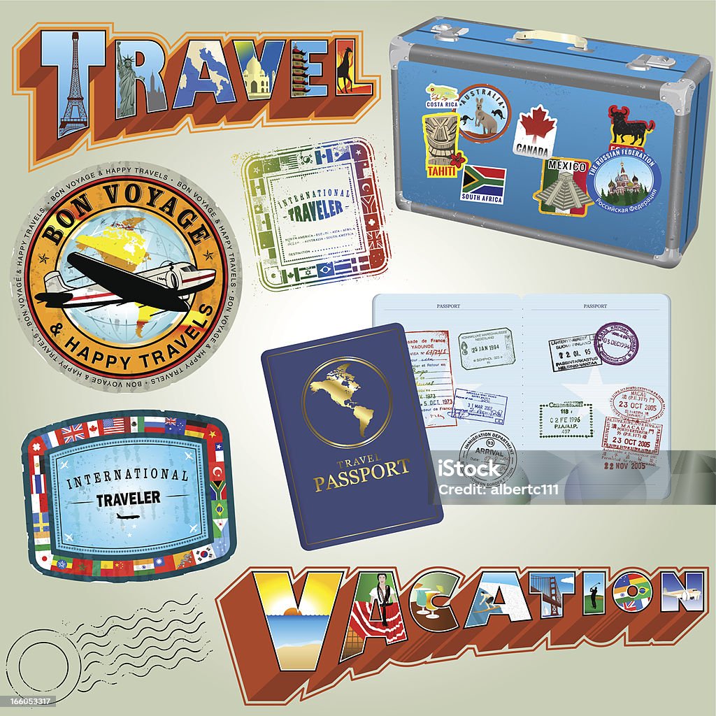 Colmplete Travel Collection - clipart vectoriel de Tampon encreur libre de droits