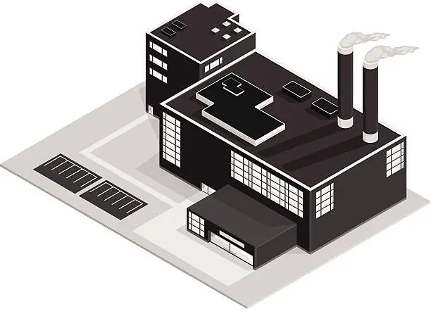 Vector illustration of Isometric Factory Building
