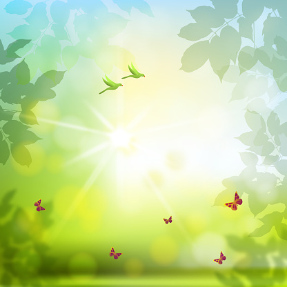Beautiful Spring background,all elements are in separate layers and grouped. this is EPS 10 file, used effects, Gaussian blur,feather. Please visit my portfolio for more options.