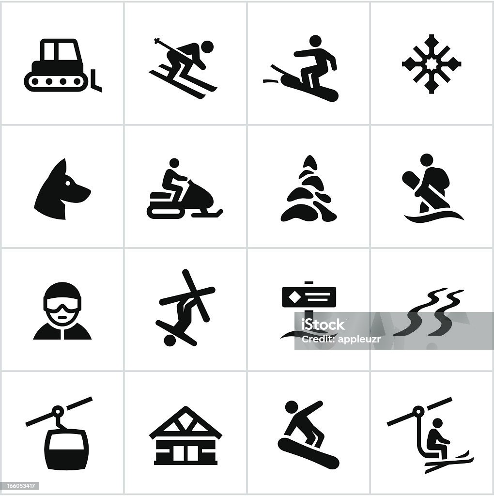 Station de Ski icônes noir - clipart vectoriel de Ski libre de droits
