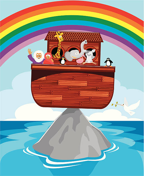 illustrazioni stock, clip art, cartoni animati e icone di tendenza di arca di noè - ark cartoon noah animal