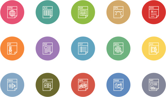 Illustration of file icons on the white.