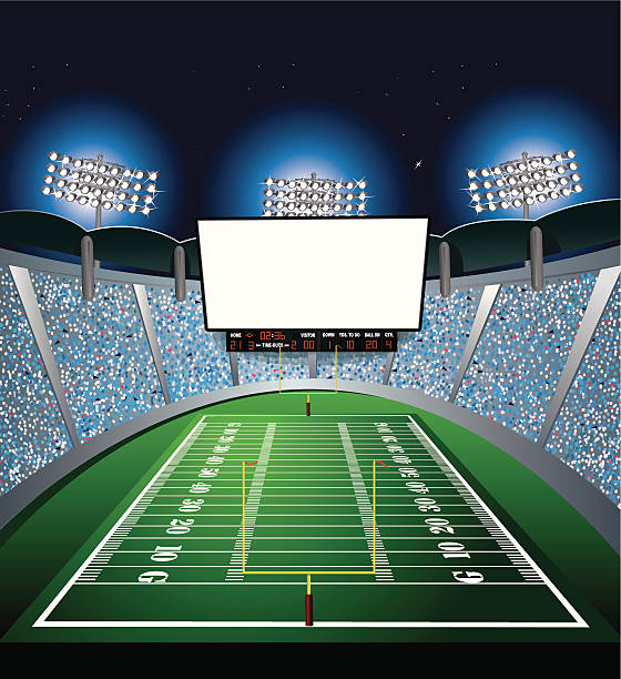 stadion-jumbotron, ein großbildschirm - end zone stock-grafiken, -clipart, -cartoons und -symbole