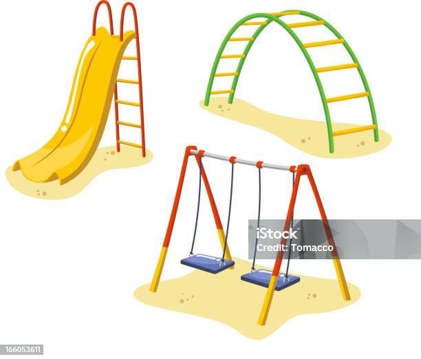 Park Playground Equipment Set For Children Playing Stations Stock Illustration - Download Image Now
