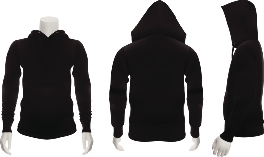 Blank Black Hoodie worn by a manikin. Perfect for mock ups.