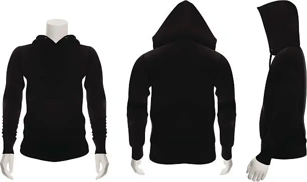 Vector illustration of Blank Black Hoodie Perfect for mock ups