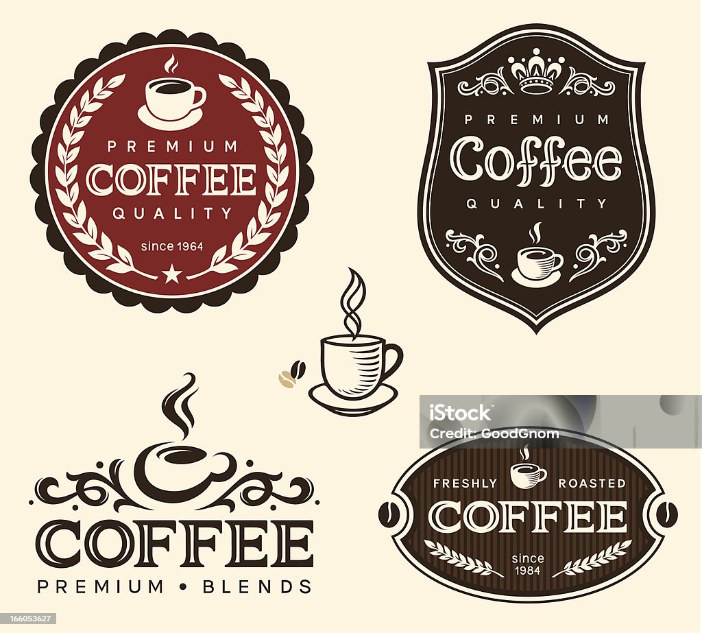 Ensemble d'étiquettes de café - clipart vectoriel de Café - Boisson libre de droits