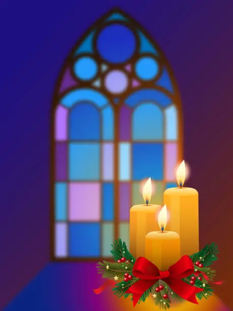 Vector illustration of Easter Candles in Church