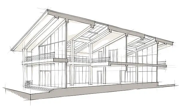 Vector illustration of Modern architecture on a translucent design