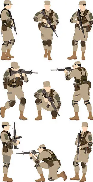 Vector illustration of Army man with a rifle