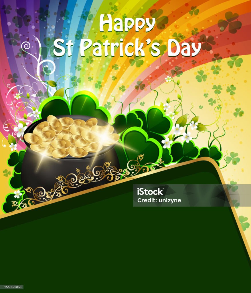 St Patrick dia fundo com Pote de moedas de ouro - Royalty-free Dia de São Patrick arte vetorial