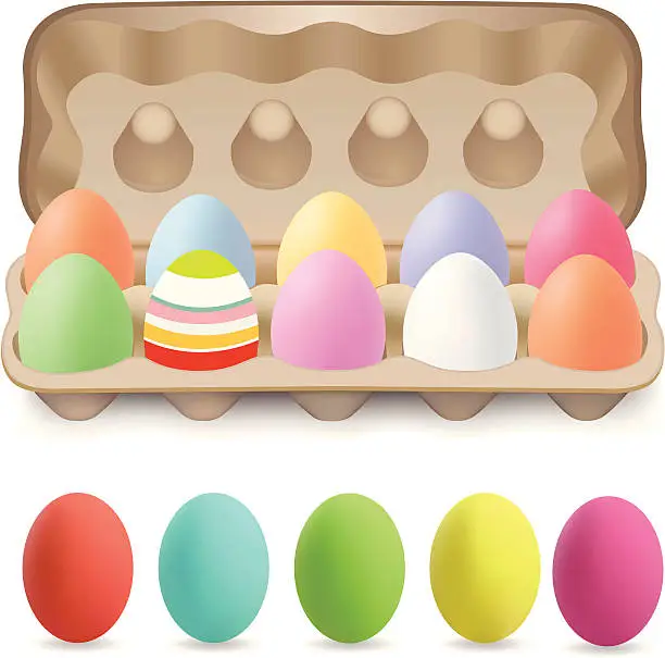 Vector illustration of Easter Eggs In Egg Carton