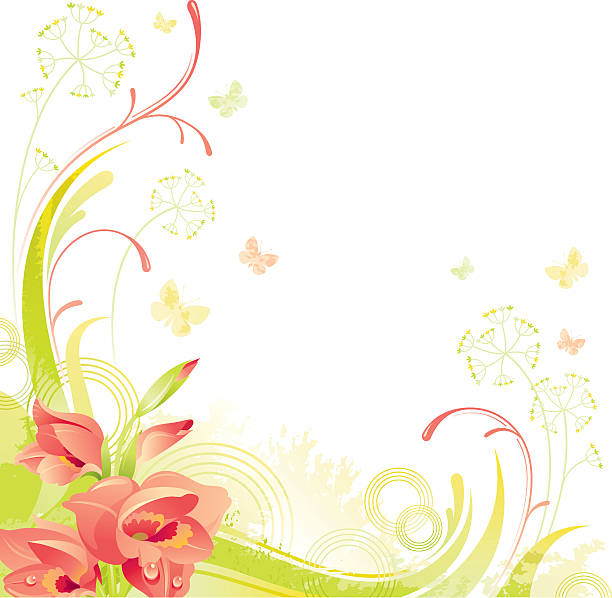 ilustrações, clipart, desenhos animados e ícones de praça flor fundo com copyspace: red gladíolo - gladiolus flower floral pattern single flower