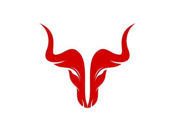 芸術的な赤い雄牛の頭と角 - african buffalo点のイラスト素材／クリップアート素材／マンガ素材／アイコン素材